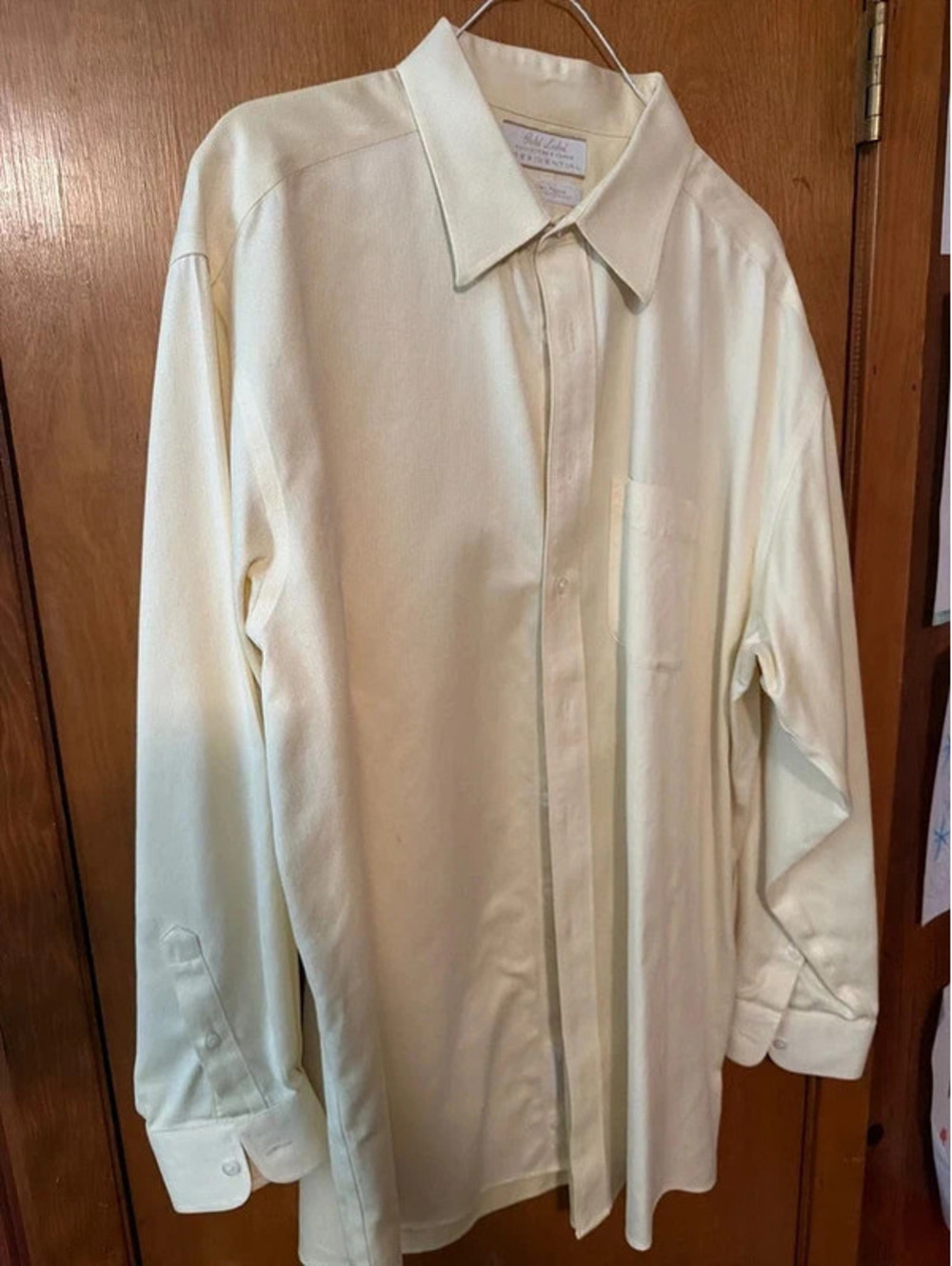 Roundtree & Yorke Gold Label Presidential Men’s Dress Shirt Ivory Italian Fabric